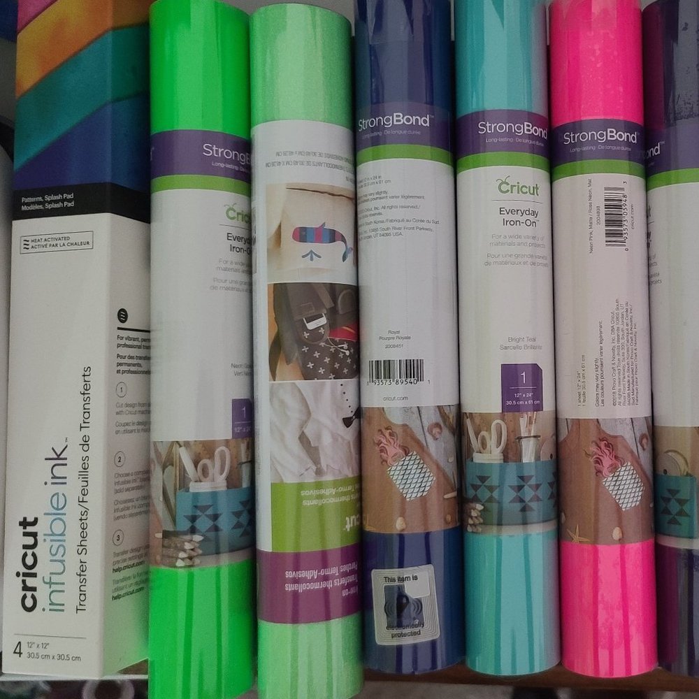 8 Cricut Heat Transfer Vinyl and 2 Cricut Infusable Ink Vinyl